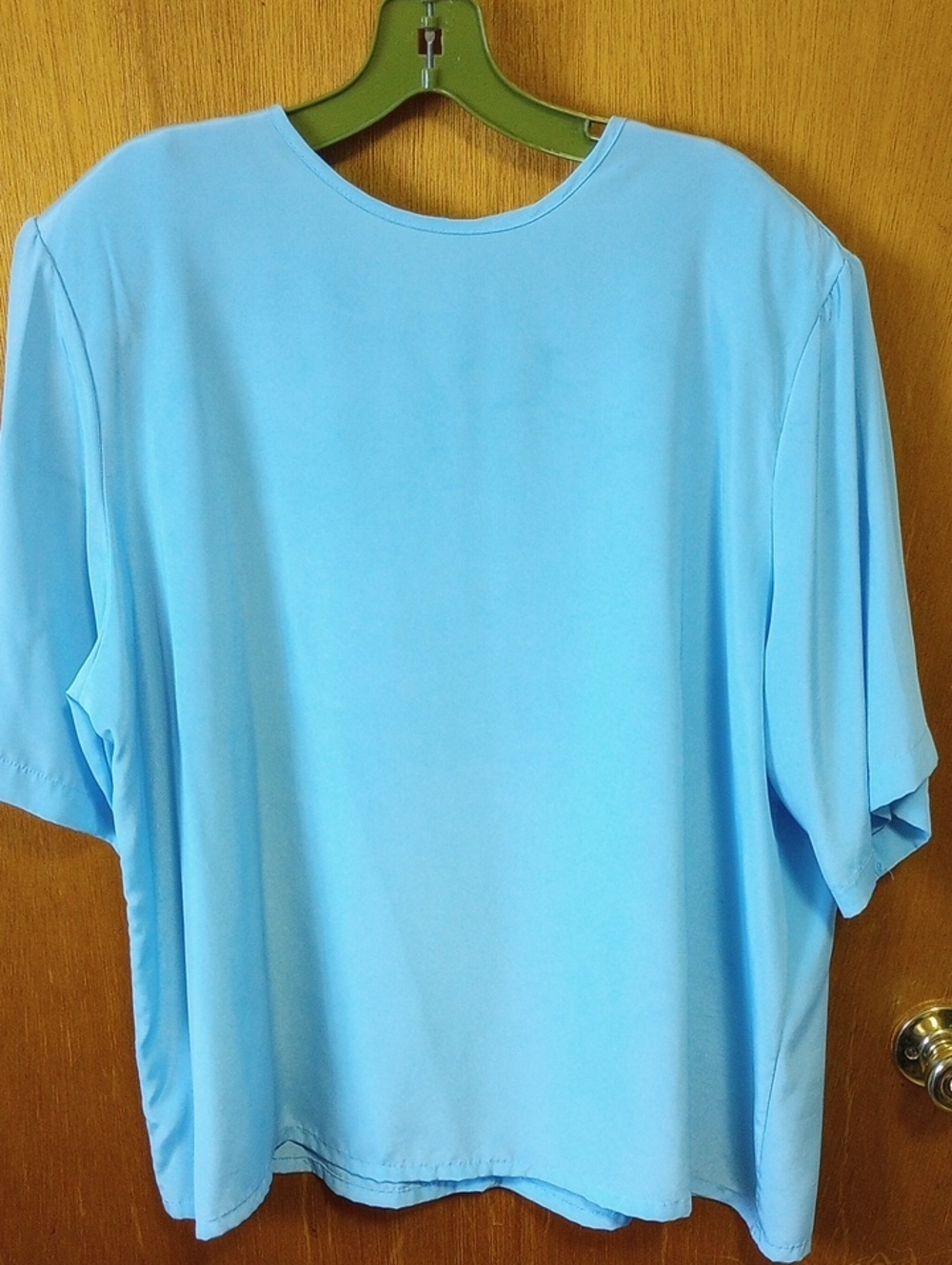 "New Editions" Sky Blue Polyester Spring Summer Pastel Top, Plus Size 24W